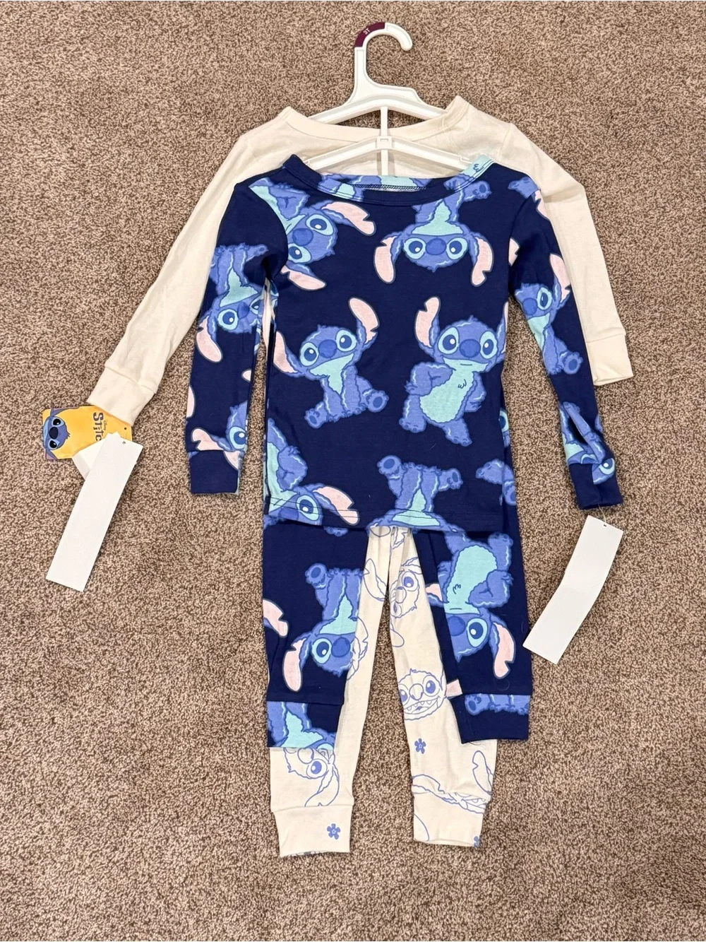 2 Sets Disney Stitch Aloha Pajama Set - Blue & Cream
